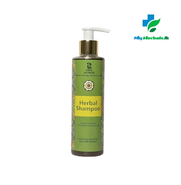 Dhee Herbal Shampoo bottle, showing an Ayurvedic plant-based shampoo for hair fall, dandruff, and healthy hair growth.