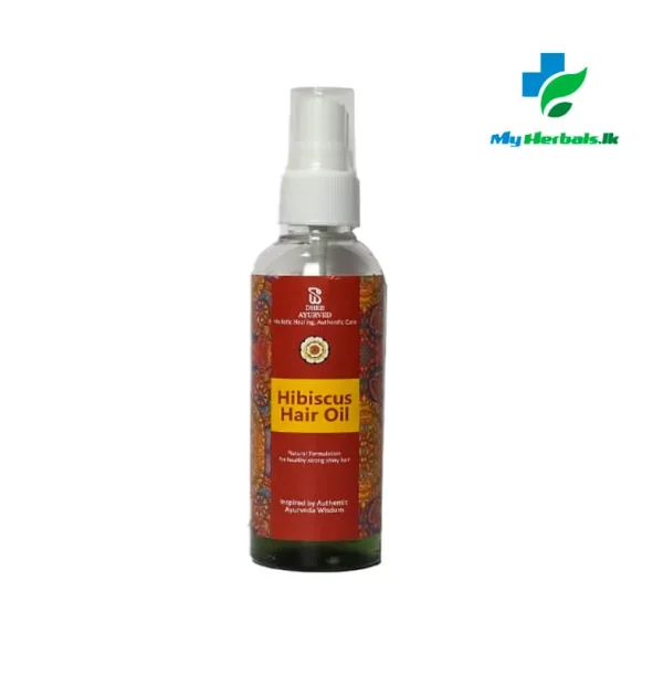 Dhee Hibiscus Hair Oil bottle, showcasing an Ayurvedic hair treatment oil for preventing graying, promoting growth, and enhancing shine.