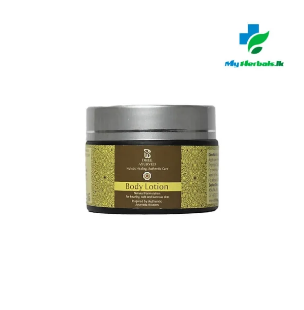 Dhee Kaya Body Lotion bottle, showing traditional Ayurvedic body lotion for moisturizing and skin brightening.