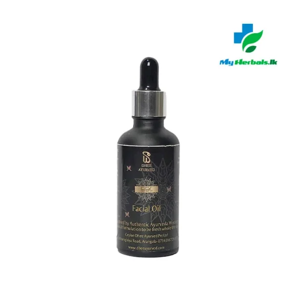 A bottle of Dhee Susudu Ayurvedic Facial Oil, a light and non-greasy formula for achieving a glowing complexion and smoother skin.