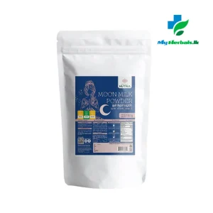 Ancient Nutra Moon Milk Powder container, a natural herbal blend for relaxation, stress relief, and promoting restful sleep. This indicates product description of Ancient Nutra Moon Milk Powder.