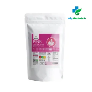 Ancient Nutra Pink Latte container, a pink superfood powder for skin health, antioxidants, and well-being.