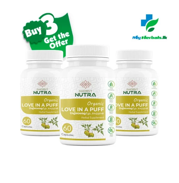 Ancient Nutra Offer Love in a puff Capsules bottle An image advertising a special offer on herbal products for wellness.