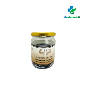A jar of Desinghage Ashwagandha Rasayanaya 300g, an Ayurvedic rejuvenative tonic for strength, stress relief, and Vata balance. Shop Now at www.myherbals.lk