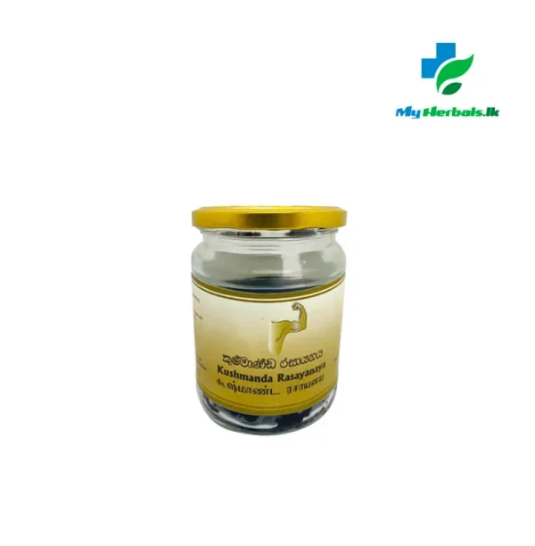 A jar of Desinghage Kushmanda Rasayanaya 300g, an Ayurvedic rejuvenative tonic for calming the nerves, boosting memory, and cooling Pitta. Shop Now at www.myherbals.lk