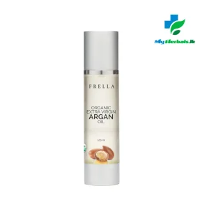 A sleek bottle of Frella Authentic Argan Oil 100ml, a best-selling anti-aging and moisturizing product for skin, hair, and nails.