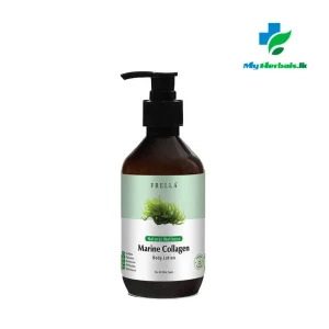 A sleek bottle of Frella Wellness Marine Collagen Body Lotion 320ml, a lightweight product for improving skin elasticity and reducing signs of aging.
