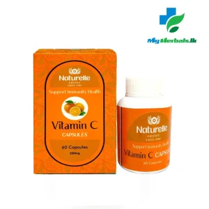 Naturalle Vitamin C Capsule (60 Capsules) bottle image. High-potency supplement for immune and collagen support. Shop Now at www.myherbals.lk