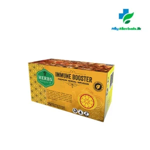 HERBS Immune Booster Tea branded package with dried herbal tea blend. Natural support for immune system enhancement and daily vitality.