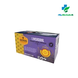HERBS Liversoul Tea branded packaging, possibly with loose leaf tea or teabags visible. Supports natural liver health and detoxification.