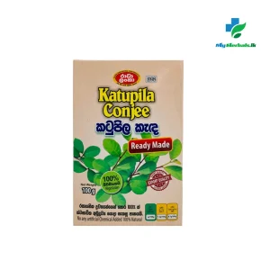 Packaging of RADHA LANKA Katupila Conjee 100g, an authentic 100% natural herbal conjee for kidney support and systemic cleansing. Shop Now at www.myherbals.lk