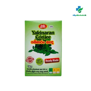 Packaging of RADHA LANKA Yakinaran Conjee 100g, an authentic 100% natural herbal conjee for respiratory health and immunity. Shop Now at www.myherbals.lk